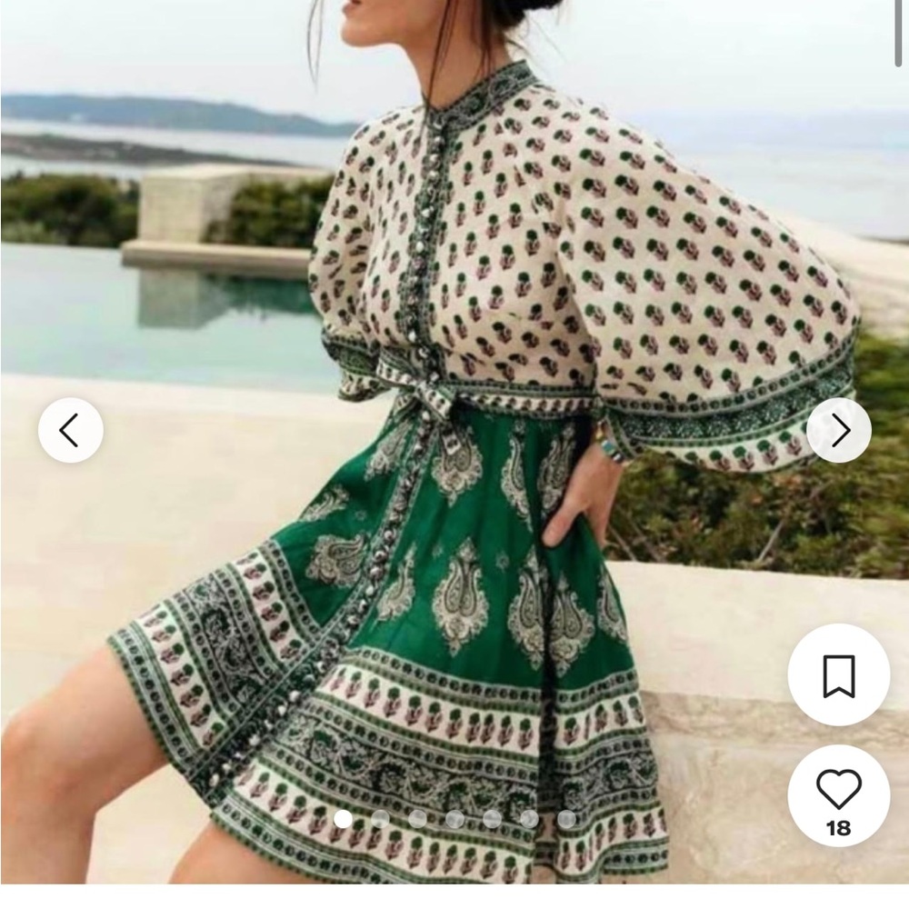 Zimmermann| Amari Emerald Buttoned Dress - Sz. 2 AU